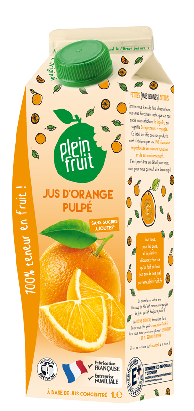 Jus d'orange pulpé 1L - Plein Fruit